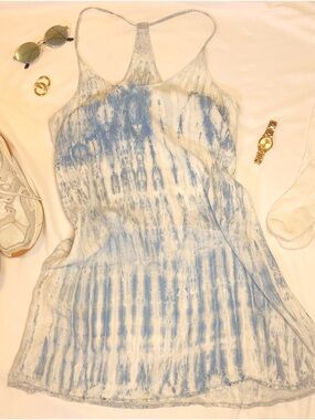 Anthropologie Blue and White Tie-Dye Racerback Mini